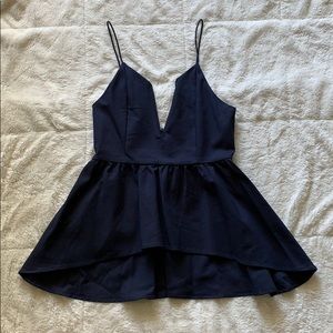 Navy Blue Peplum Top